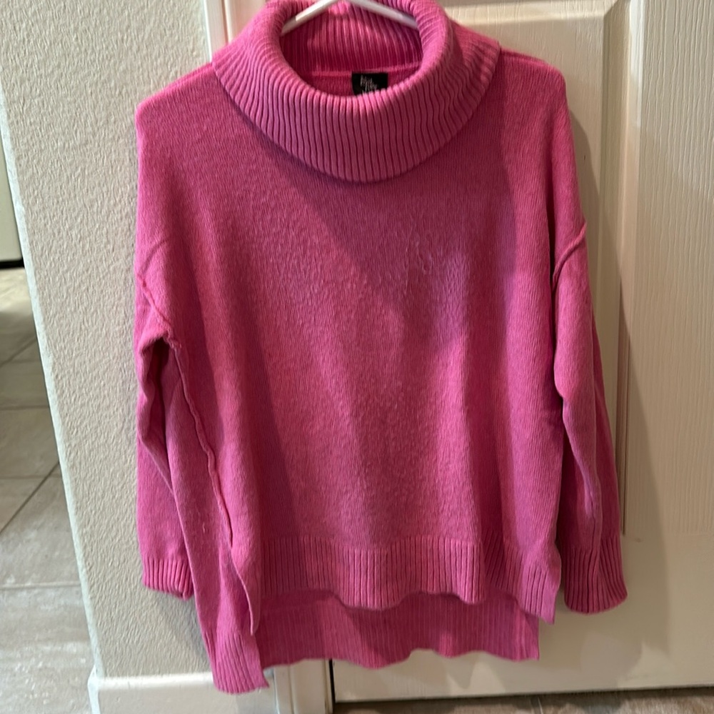 Pink cowl turtleneck sweater, size small